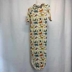 Emerson and Friends Newborn Woodland Animal Bamboo Knotted Gown Cream PQ002